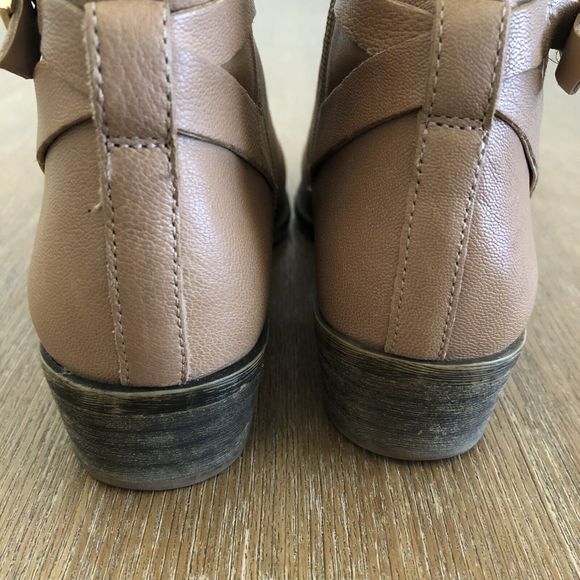 Franco Sarto Booties Womens 6.5 M Shandy Leather Boots Buckle Almond Toe Tan - Picture 6 of 16